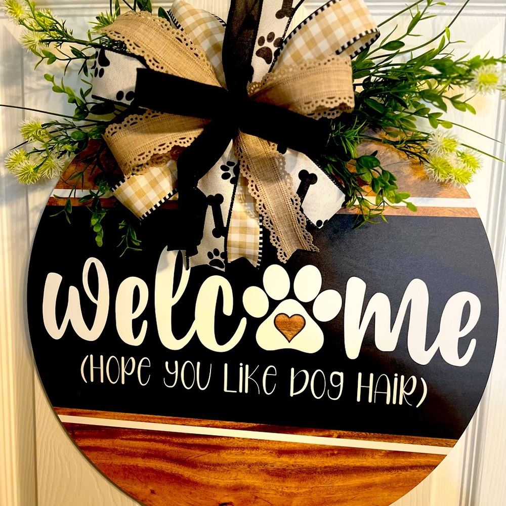 Dog door hanger, wreath, front door decor, porch decor